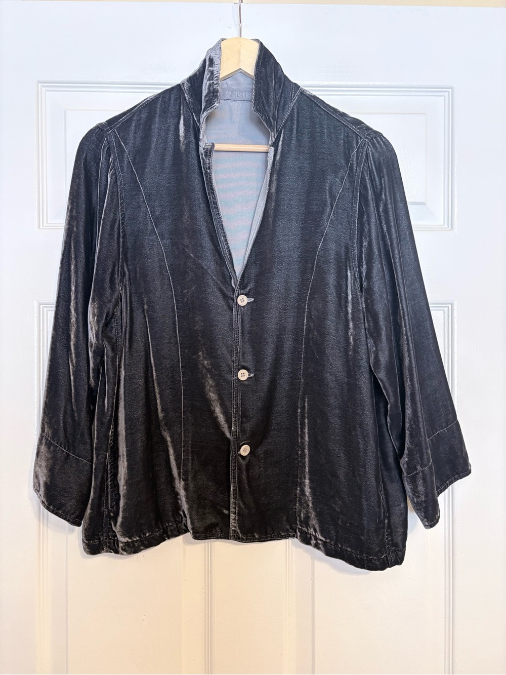 CP Shades Velvet Top Black /Dark Grey Shacket Medium